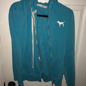blue zip up
